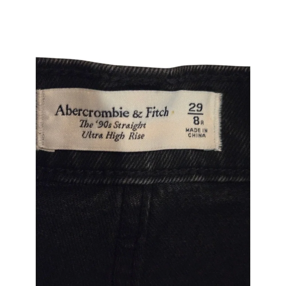 Abercrombie & Fitch 29/8 Black Jeans 90s Straight Ultra High Rise Faux Leather - Picture 5 of 9